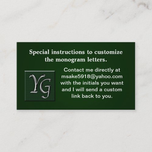 Professional Custom Monogramed Business Card Template