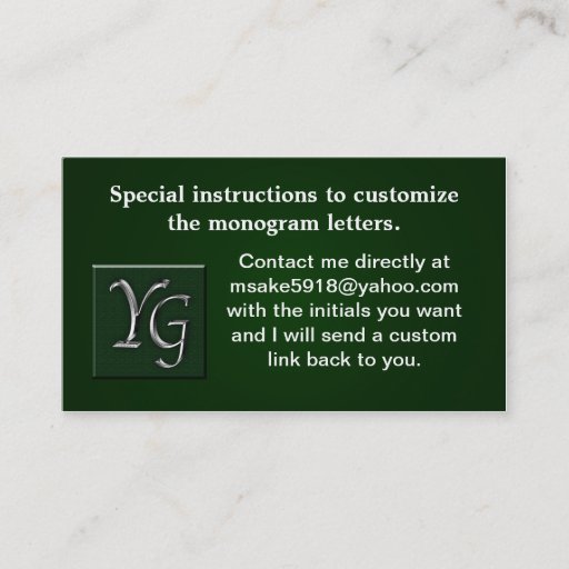 Customizable Professional Custom Monogramed Business Card Template