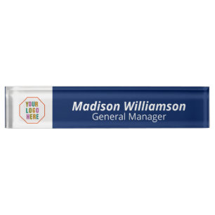 Professional Custom Name Plate with Logo,Navy Blue