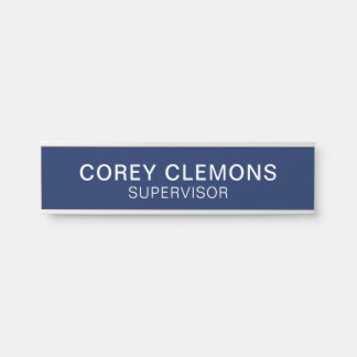 Professional Custom Name Title Blue & White Office Door Sign