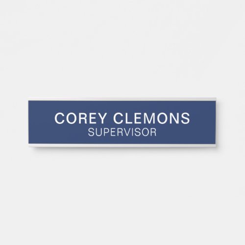 Professional Custom Name Title Blue  White Office Door Sign