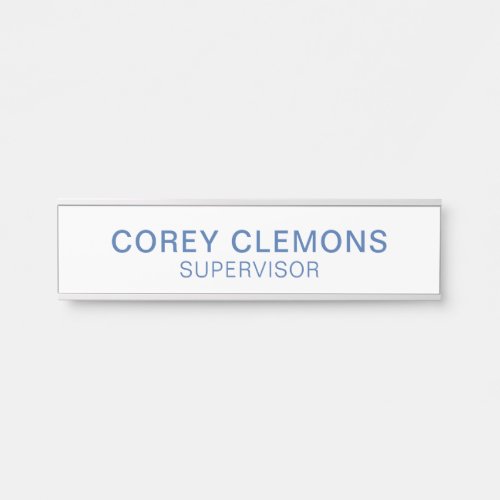 Professional Custom Name Title Office Blue  White Door Sign