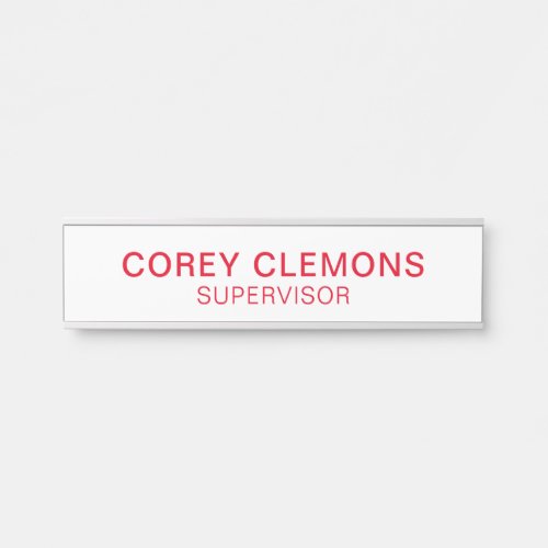 Professional Custom Name Title Office Red  White Door Sign