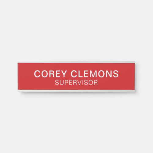 Professional Custom Name Title Red  White Office Door Sign