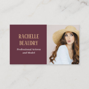 Professional Custom Photo Red Burgundy Business Card