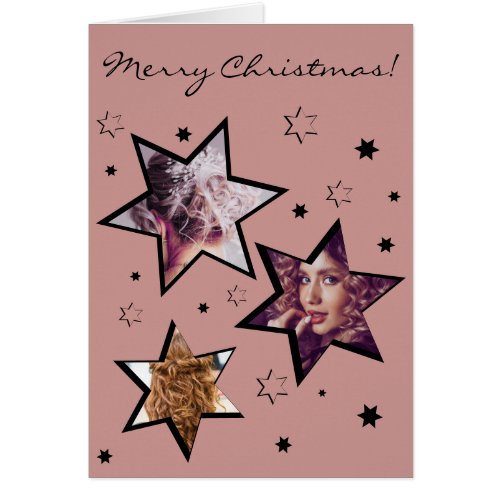 Professional Custom Photo Stars Christmas Cards