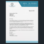 Professional Custom Printed Corporate Branding Letterhead<br><div class="desc">This is a customizable blue and white professional and modern letterhead that you can customize to match your corporate brand. The design features a trendy geometric trapezoid design in blue, along with your company logo, all set on a clean white background. The top of the letterhead features your company contacts...</div>
