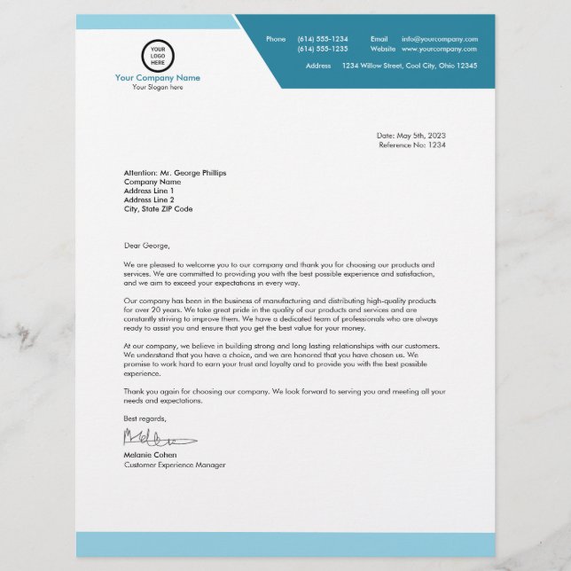 Professional Custom Printed Corporate Branding Letterhead (Front)