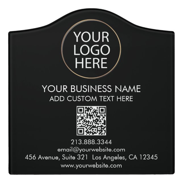 Professional Custom QR Code Business Logo Text  Door Sign (Large Crest Front)
