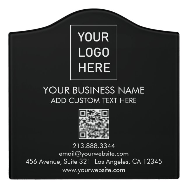 Professional Custom QR Code Business Logo Text  Door Sign (Large Crest Front)