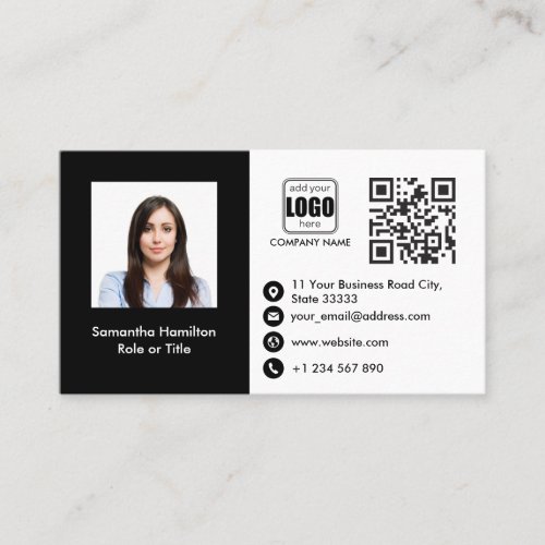 Professional Custom QRCode Photo Black and White Business Card