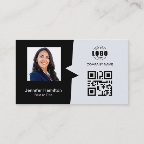 Professional Custom QRCode Photo Black  White Business Card