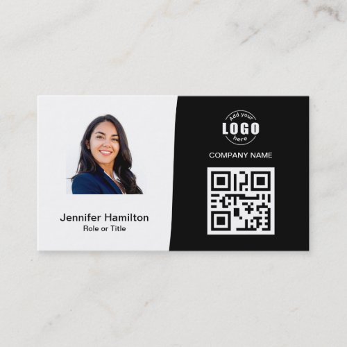 Professional Custom QRCode Photo Black  White Business Card