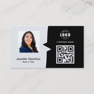 Professional Custom QRCode Photo Black & White  Business Card