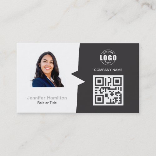 Professional Custom QRCode Photo Grey  Business Ca Business Card