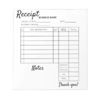Professional Custom receipts for business Notepad