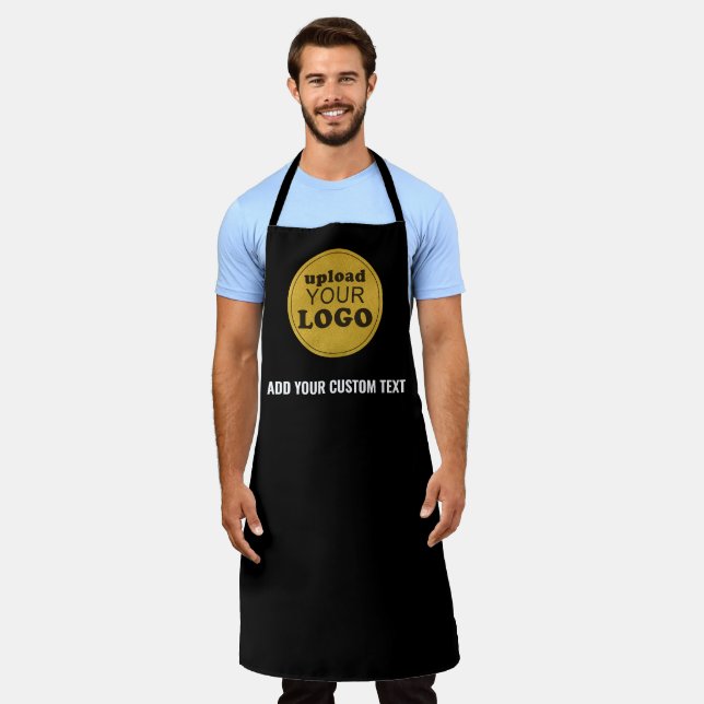 Professional Custom Slogan Business Logo Black Apron (Worn)