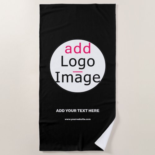 Professional Customizable Business Brand Black  Beach Towel