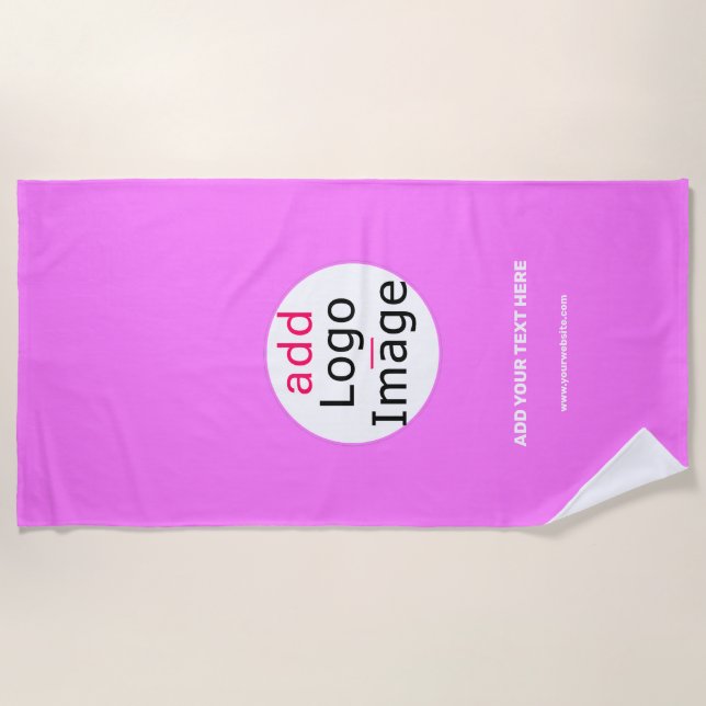 Professional Customizable Business Brand Deep Pink Beach Towel (Front)