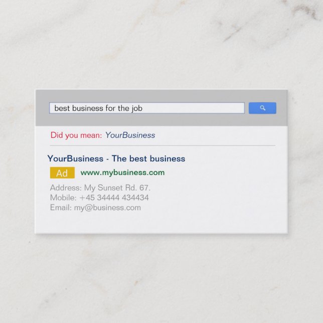 Professional Customizable Google Business Card (Front)