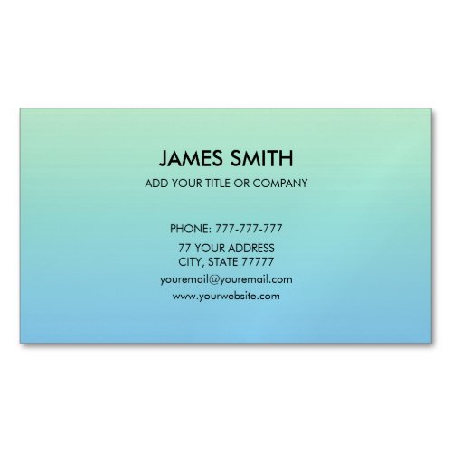 Professional Customizable Gradient Pale Green Blue Business Card Magnet