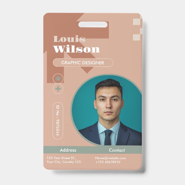 Professional Customizable Name & Barcode Staff  Badge (Front)
