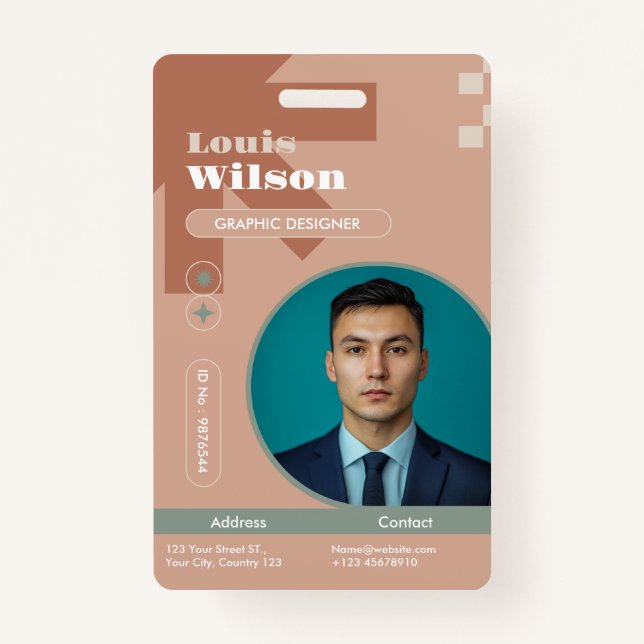Professional Customizable Name & Barcode Staff  Badge (Front)
