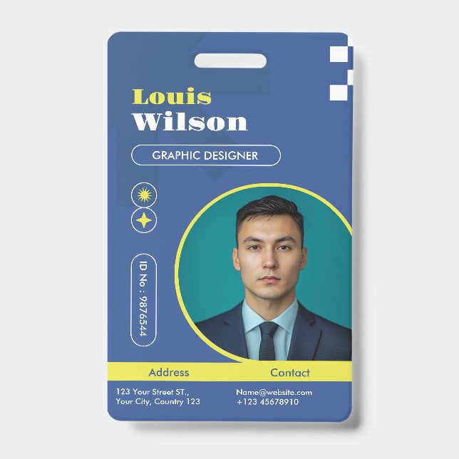 Professional Customizable Name & Barcode Staff  Badge (Front)