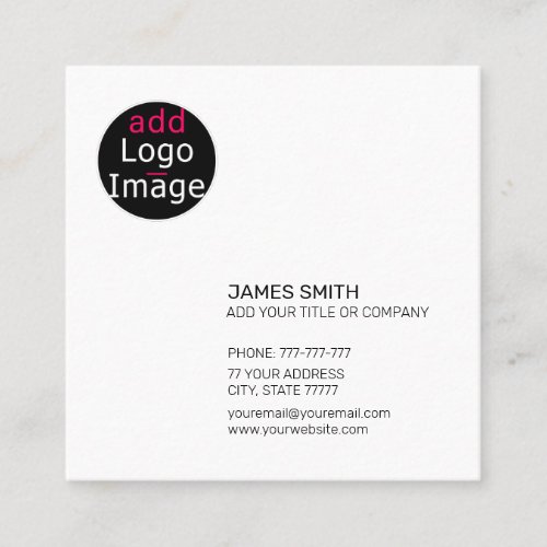 Professional Customizable Promotional White  Square Business Card