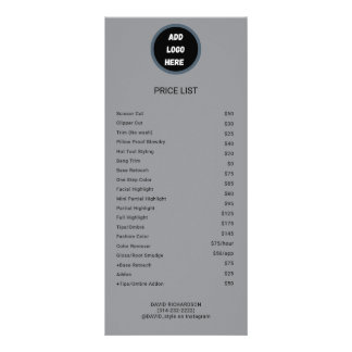 Professional Customized Logo Price List Rack Card