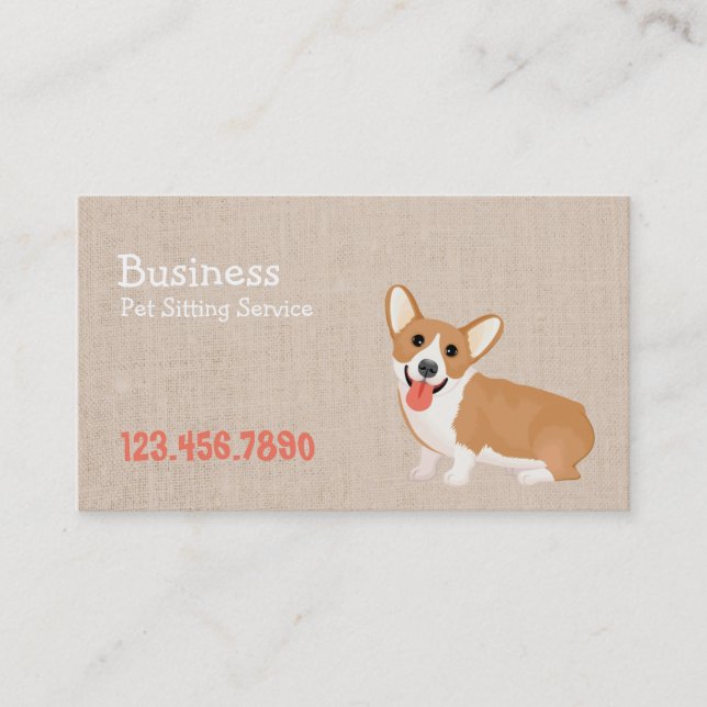Professional Cute Dog Pet Sitting Business Card (Front)