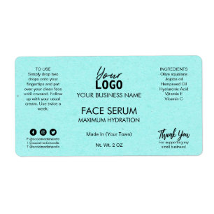Professional Cyan Blue Face Oil Serum Label