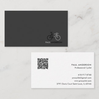 Professional Cyclist Black & White QR Code Business Card