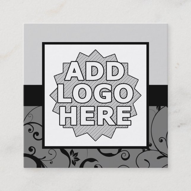 professional damask add your own logo square business card (Front)