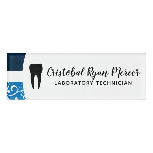 professional damask dental office name tag