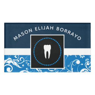 professional damask dentist office name tag