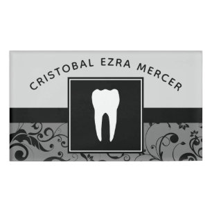 professional damask dentist office name tag