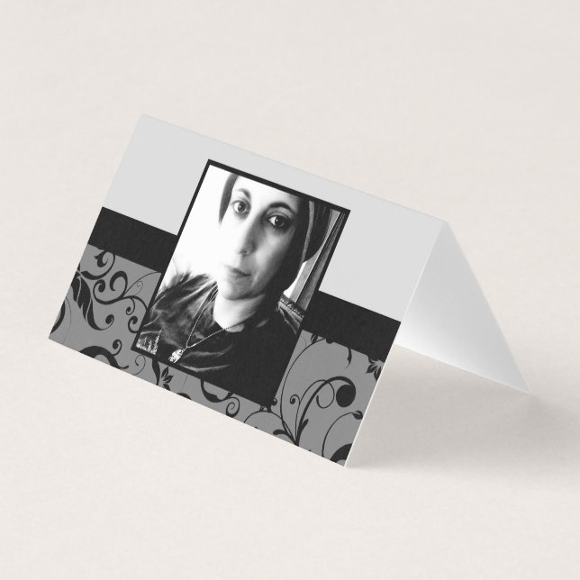 professional damask folded memorial card (Front)