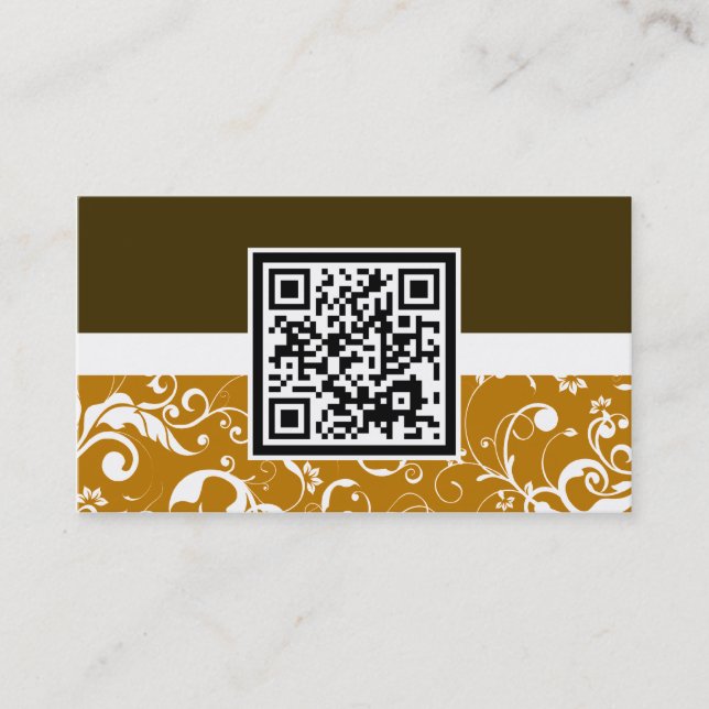 professional damask QR code Business Card (Front)