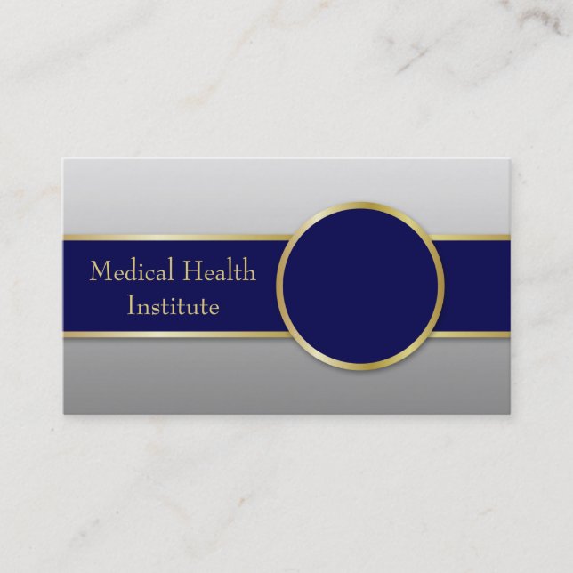 Professional Dark Blue Gold Rim Elegant Business Card (Front)