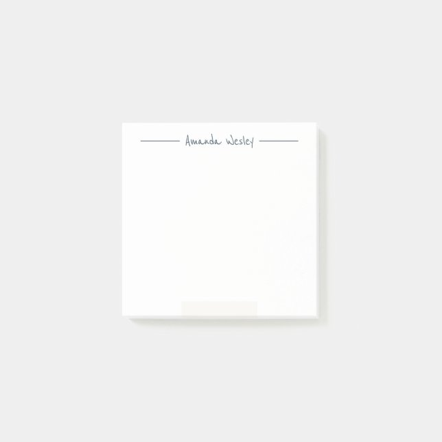 Professional Dark Blue Monogram Full Name Post-it Notes (Front)