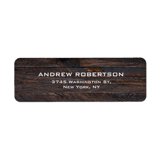 Professional Dark Brown Wood Plain Elegant Label (Front)