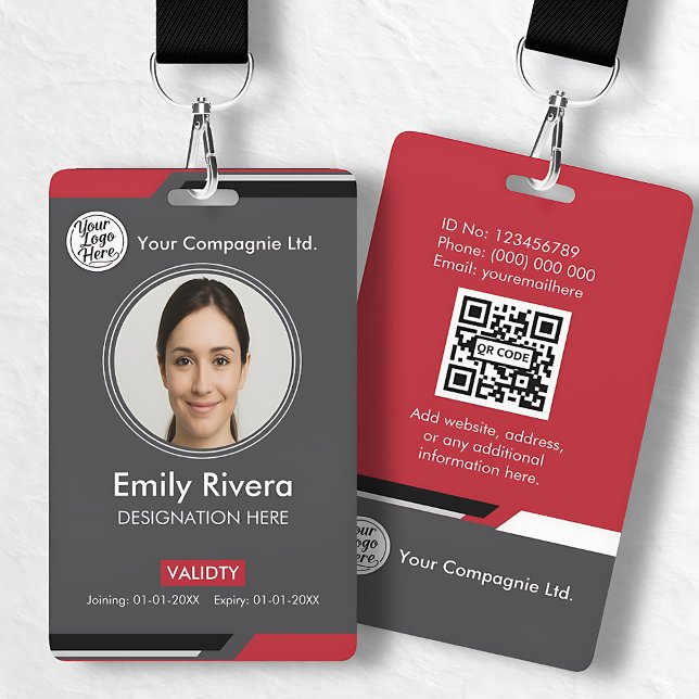 Professional Dark Gray Corporate ID Card QR Code Badge (Professional Dark Gray Corporate ID Card QR Code Badge)