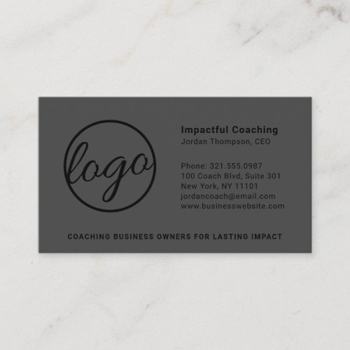 Professional Dark Gray Corporate Large Logo Business Card
