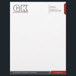 Professional Dark Gray & Red Template Letterhead<br><div class="desc">© Socialite Designs. Red (#9A1D1B) and gray (#414143) color letterhead design elements create an elegant, yet modern, business letterhead design. We have included initials (monogram) for you to create your own personalized logo. All design elements can be moved, resized, rotated or deleted to suit your requirements. By customizing, you can...</div>