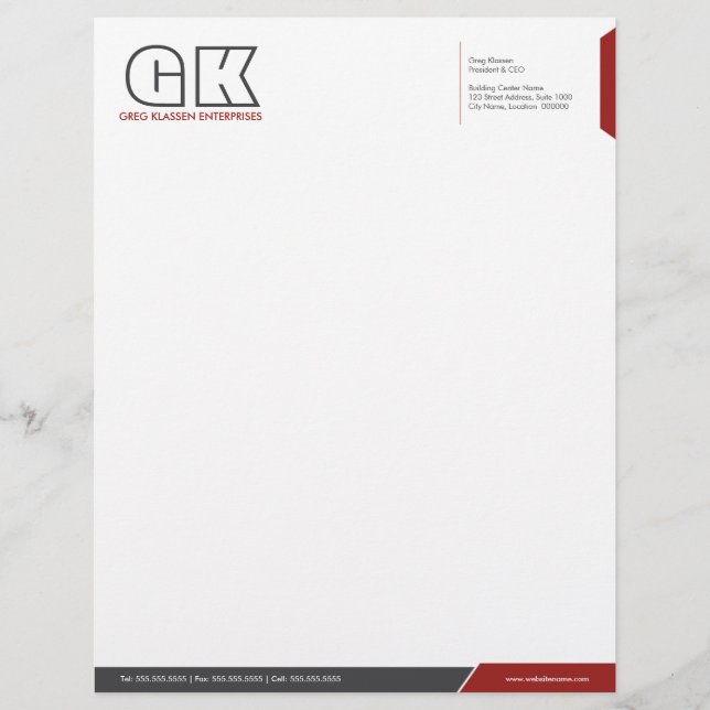 Professional Dark Gray & Red Template Letterhead (Front)