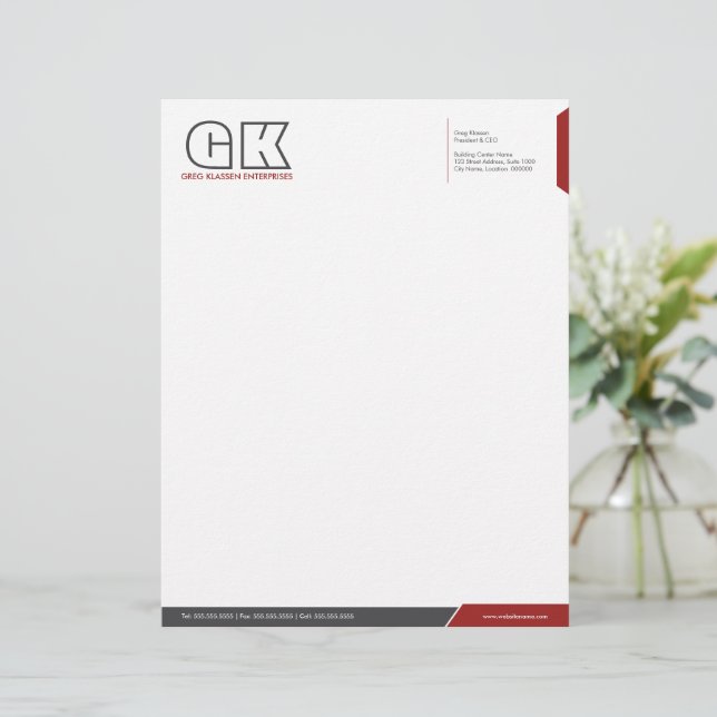 Professional Dark Gray & Red Template Letterhead (Standing Front)