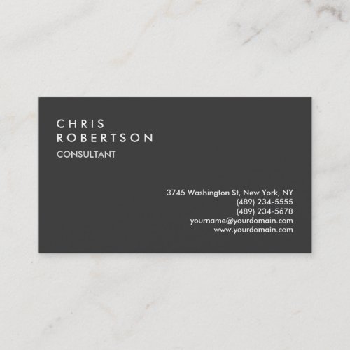 Professional Dark Grey Simple Business Card