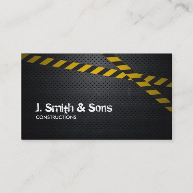 Professional Dark Metal Construction Business Card (Front)