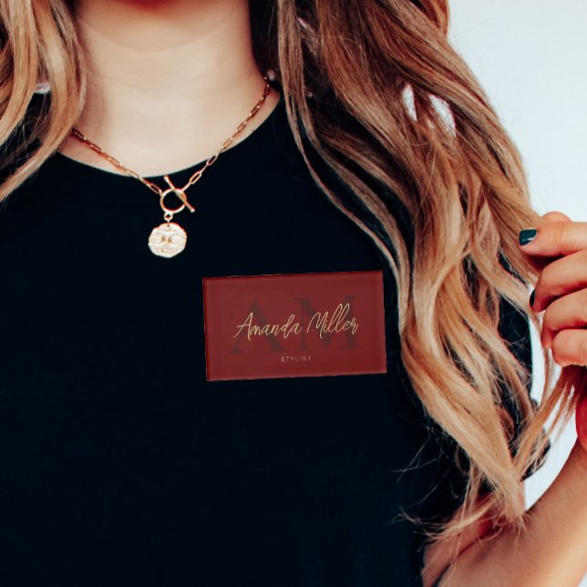 Professional Dark Red Modern Custom Magnetic Name Tag (Creator Uploaded)